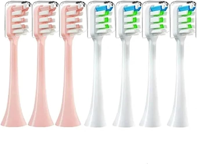 Compatible ForXiaomi SOOCAS X3 X5 X3U X1 V1 V2 SOOCARE Head 7pcs Replacement Heads Brush Soft Sonic Toothbrush Vacuum Bristle(3pink 4White)