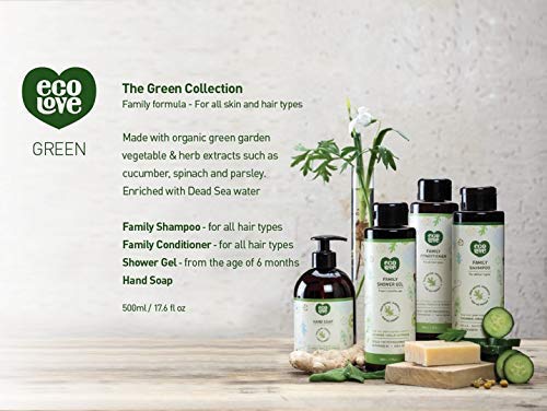 ecoLove - Natural Shampoo &amp Moisturizing Body Wash Set for Dry Skin - With Organic Cucumber - No SLS or Parabens - Vegan and Cruelty-Free Shower Gel 17.6 oz