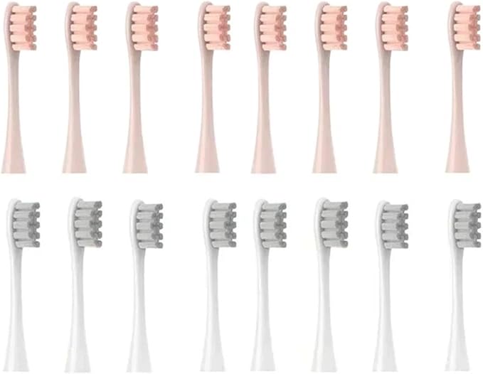 Replacement Brush HeadsCompatible for Oclean X/X PRO/Air 2 /SE / Z1/ F1/ OneDuPont Deep Cleaning Nozzles Sonic Soft Vacuum Bristle Heads(8grey 8pink)