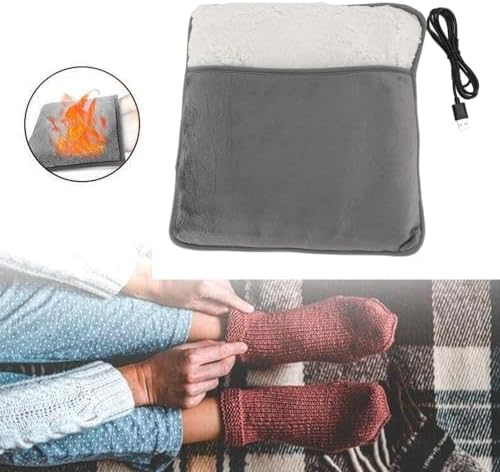 Foot Massager Heated Foot Warmer Washable Soft Heated Slippers Portable Feet Warmer Heating Pad Foot Warmers for Feet with Constant Temperature USB for Men and Women Foot Heating Pad