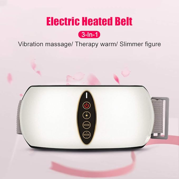 WOOLALA Abdomen Massage Belt with Heat Therapy Heated Waist Belt Vibrating Back Massager Lower Back Wrap for Pain Strains Sprains Relief