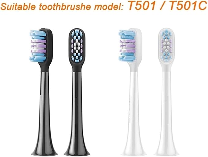 Compatible for Electric Toothbrush Head T501/T501C Full Effect Bright White Clean Caring Replace Teeth Heads 2/4 PCS(2pcs Black)