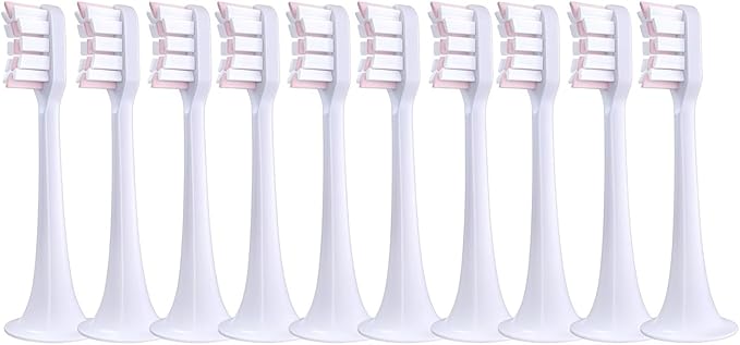 Replacement Brush Heads Compatible with Mijia T300/T500 Replacement Electric Toothbrush Heads Nozzles Clean Protect Soft Bristle(10pcs Pink)