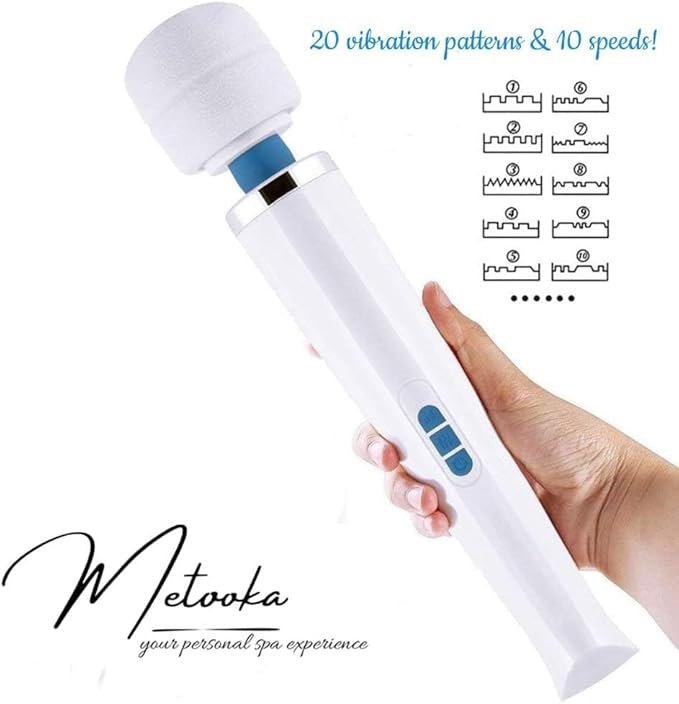 Therapeutic Cordless Massager - Powerful Massage Tool Handheld 8 Speeds 20 Patterns - Rechargeable Hand Massagers for Sore Muscles - Hand Held Massage Wand Tool for Neck &amp Back