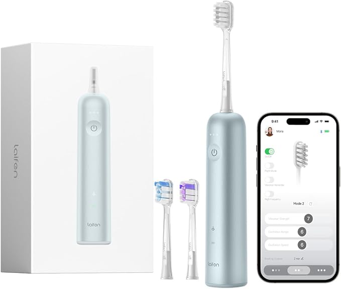 Laifen Wave Electric Toothbrush Oscillation &amp Vibration Sonic Electric Toothbrush for Adults with 3 Brush Heads IPX7 Waterproof Magnetic Rechargeable Travel Powered Toothbrush (Blue Aluminum All