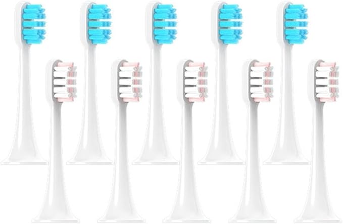 Compatible for 10Pcs T300/T500/T700 Toothbrush Heads Replaceable Refill Nozzles 4Colors(5Blue 5Pink)