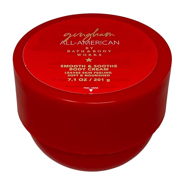 Bath &amp Body Works Gingham All-American Moisturizing Body Wash and Smooth &amp Soothe Body Cream with a Creamy Rose Bar Soap