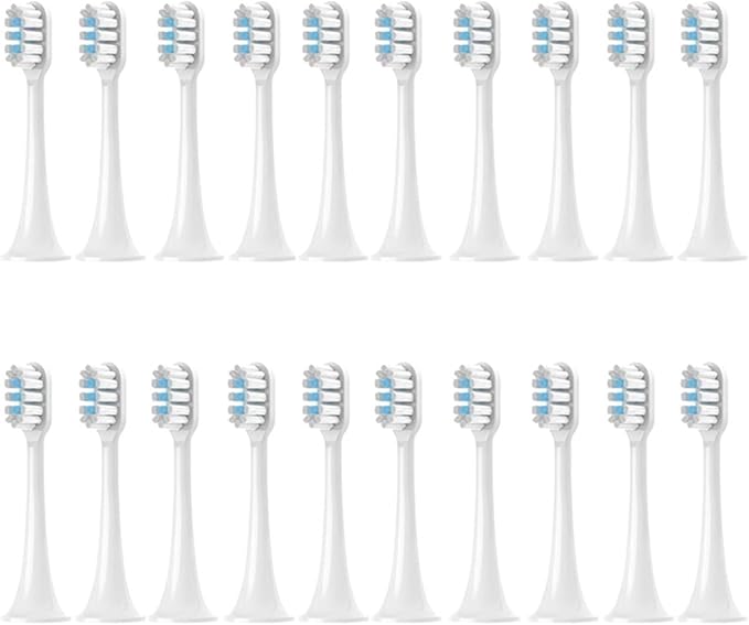 Compatible for XIAOMI MIJIA T300 Replacement Toothbrush Sonic Electric Vacuum Brush Heads 4/8/12/16PCS(T300White Blue-20pcs)