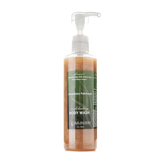 RD Alchemy - 98% Natural &amp Organic Rosemary Patchouli Body Wash Shower Gel - Rich and Earthy to Relax and Ground while Cleansing Exfoliating and Renewing