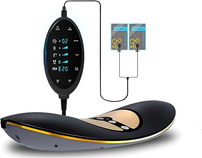 Upgraded Lumbar Massage - Electric Heated Lumbar Massager for Relief of Lower Back Pain 26° Oscillating Lumbar Traction Massager Heating Vibrating and Adjustable Back Stretcher
