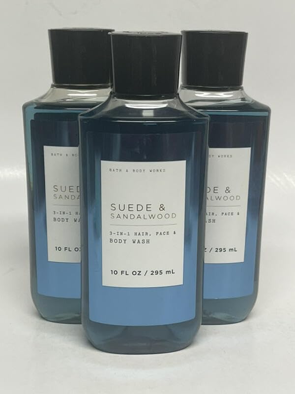 3 Mens Suede &amp Sandalwood Shower Gel bath body wash 10 oz