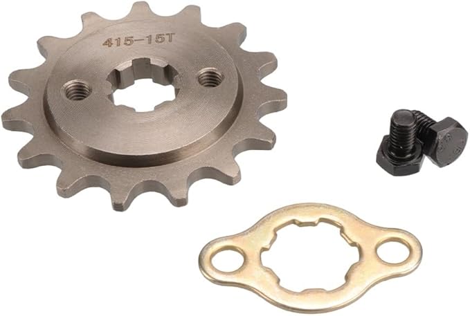 Fit For 415# 17MM Tooth NO. 14T 15T 16T 17T Item Diameter : 1.7cm Item Weight : 0.16kg Item Height : 1cm Item Width : 10cm Item Length : 10cm Replacement parts(15T)