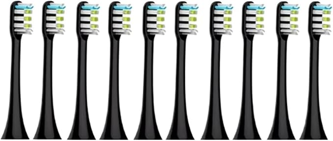 10pcs Replacement Toothbrush Head Compatible for Xiaomi Soocas Electric Sonic Individual Packing Soft Bristle Brush(10pcs Black)