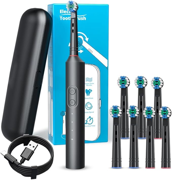 Rotating Electric Toothbrush Fully Waterproof Couples Version (BlackOne Size)