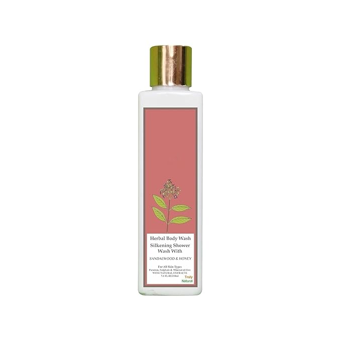 Organic Herbal Body Wash Sandalwood and Honey Skin Bath Refreshing 100% Natural Paraben Free for Natural Glowing Skin (Pack of 1 210ML)