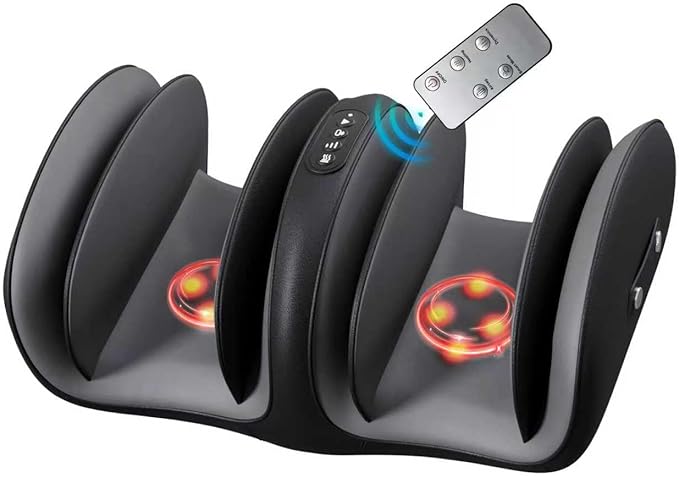 Foot Calf Massager with Heat Air BagShiatsu Feet Massagers Machine with Massage RollerAuto-Off Timers - Deep Kneading Relief for Plantar FasciitisNeuropathyDaily Fatigue (Gray)