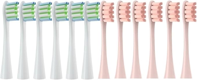 4/12PCSCompatible for Toothbrush Head for X/X Pro/Z1/F1/One/Air 2/SE Electric Sonic(12PCS-White-Pink)