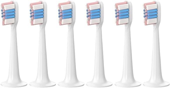6PCS Replacement Brush Heads Compatible for XIAOMI MIJIA T300/T500/T700 Sonic Electric Tooth Soft Bristle Caps(Clean PK BU6Pcs)