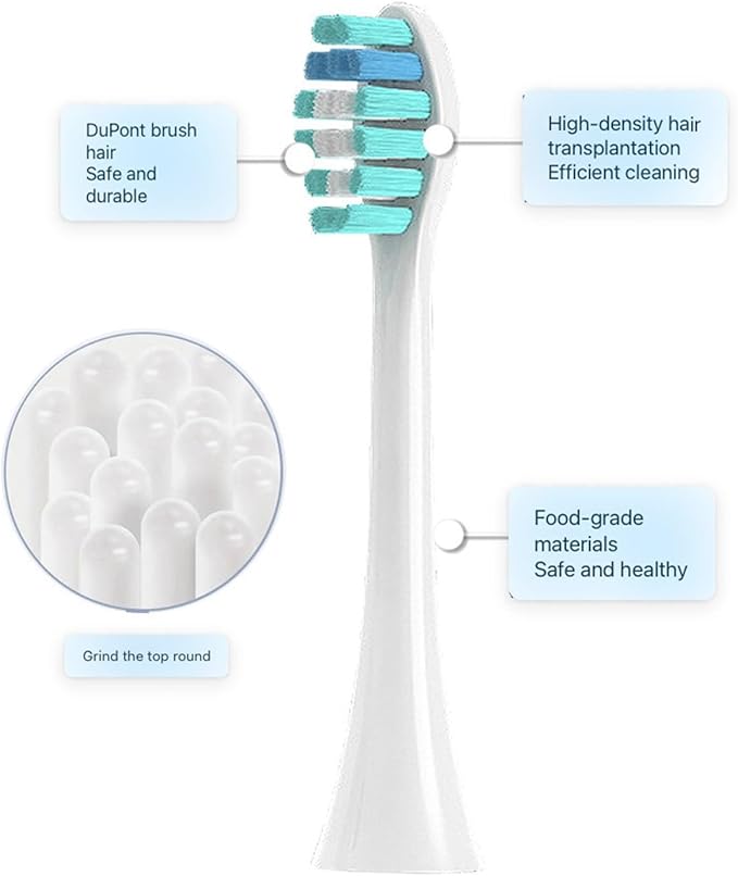 for Sonicool Electric Toothbrush Head 051B Cleaning Replacement Bristle Brush Heads Nozzles4/8/16pcs(8PCS White)