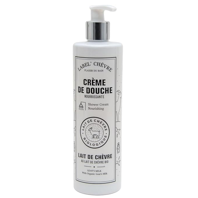 Label Provence - French Shower Cream with Organic Donkey Milk and Sweet Almond Oil - Goat's Milk Fragrance - 400ml Bottle