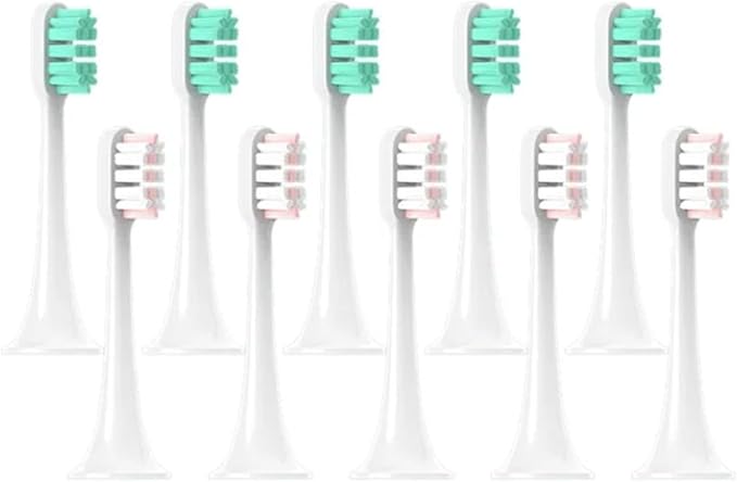 Replacement Brush HeadsCompatible for xiaomi T300/T500/T700 Sonic Electric Toothbrush Soft Bristle Nozzles with Caps Sealed Package(5Pink 5Green)