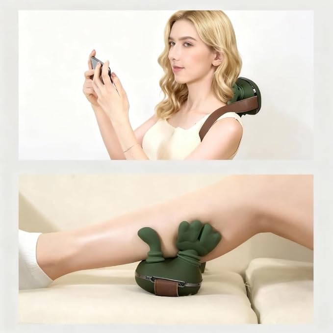 Bionic Heated Neck Back Shoulder Massager Pillow - Portable Shiatsu with 3-Speed 4D Deep Tissue Kneading &amp Simulated Human Hand for Pain Relief &amp Muscle Relax (Men/Women)