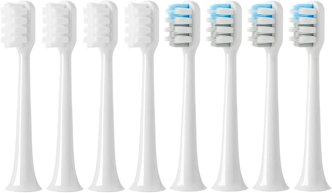 4/8Pcs Compatible for Xiaomi Electric Toothbrush HeadCompatible for Mijia Sonic T200/200C Replacement Brush Head MES606 Soft Bristle(White4Pcs green4Pcs)