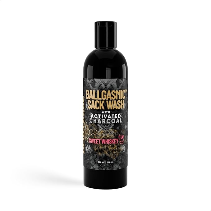 Derm Dude BallGasmic Ball Wash for Men – Sweet Whiskey + Coconut Rush | Anti-Chafing Charcoal Body Wash for Groin Care &amp Odor Defense – 2 x 8oz