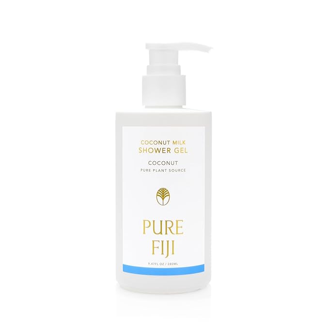 PURE FIJI Coconut Milk Shower Gel 9.47 oz / 280 ml | Hydrating Moisturizing Gentle Natural Body Wash Tropical Scent Coconut Oil Daily Skin Care (Coconut)