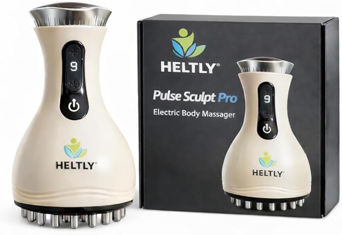 Pulse Sculpt Pro Electric Body Massager with Heat &amp Vibration – USB Rechargeable Full Body Massage Device with 23 Massage Heads for Muscle Relaxation &amp Skin Appearance Improvement