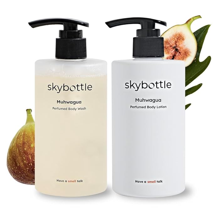 skybottle Daily body care routine combo Refreshing body wash shower gel Moisturizing body lotion for dry skin Perfumed with Fig Fruit Woody Scent for Women &amp Men 10.1Fl.Oz