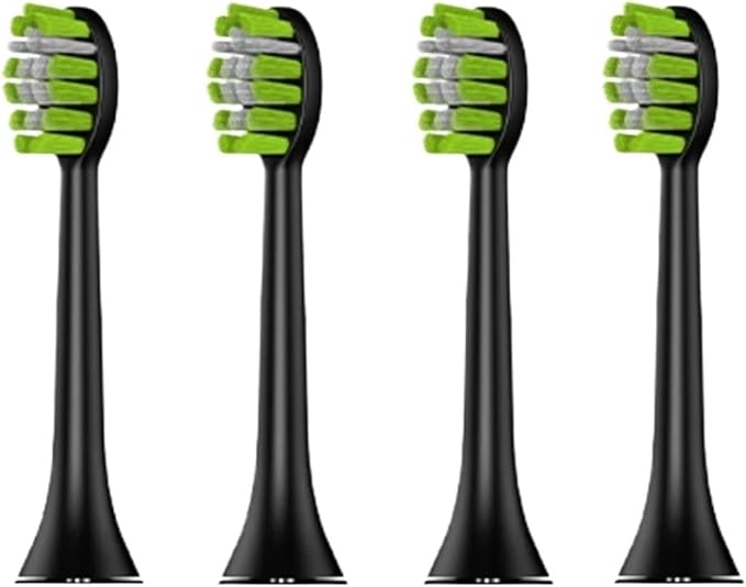 Dr.Yadent YD05 Compatible Replacement Brush Heads 4/6/8 Pcs Set Soft Bristles for Sensitive Gum Care Deep Cleaning Teeth Gap(YD05BLACK-ST-4pcs)