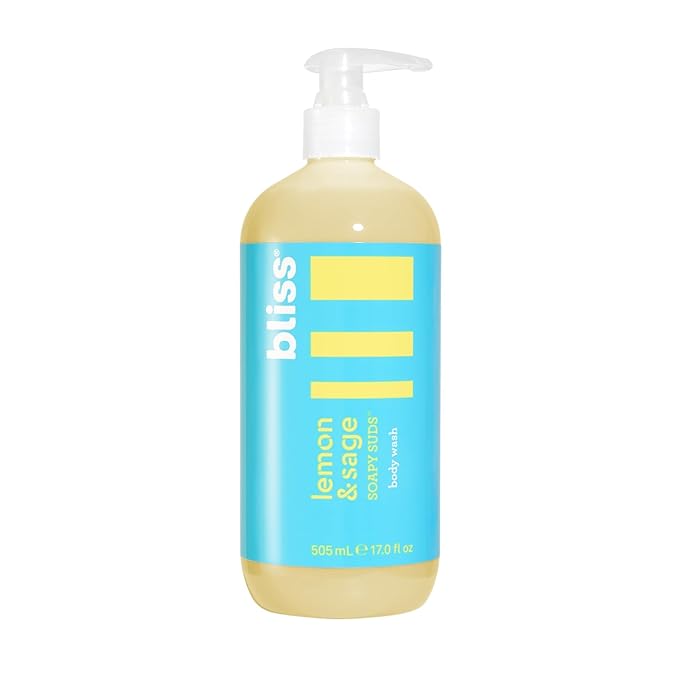 Bliss Soapy Suds Body Wash - Lemon and Sage - 17 Fl Oz - Gentle and Hydrating for Supremely Soft Skin - Paraben Free - Vegan &amp Cruelty Free (Pack of 2)