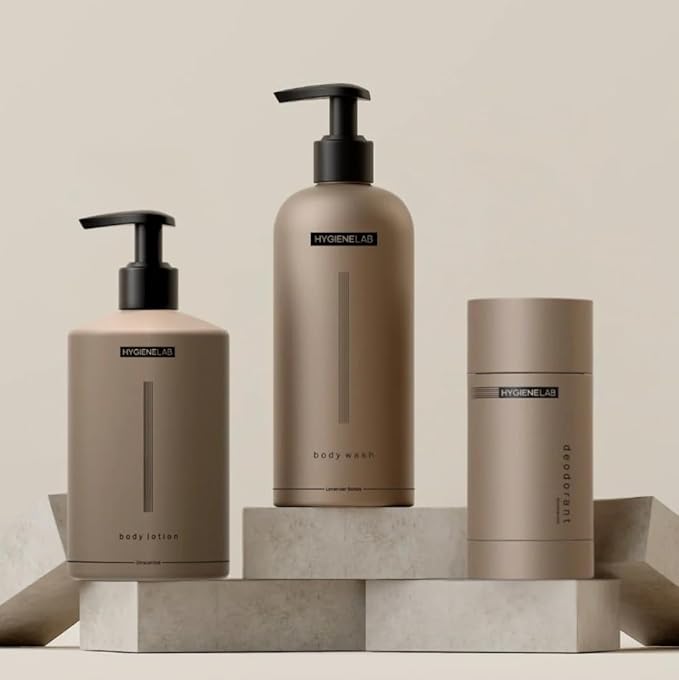 HygieneLab Body Care Trio-EWG Verified Body Wash+Fragrance-Free Body Lotion+Deodorant Non-Toxic Sulfate-Free Gentle for All Skin Types