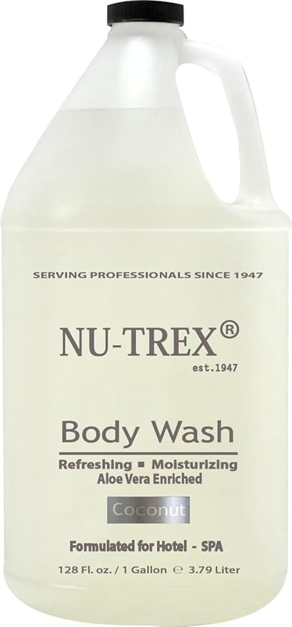 NU-TREX Hotel SPA Fitness Vacation Rental Body Wash (Coconut) Dye Free. 1 Gallon sealed Protection Refill size.