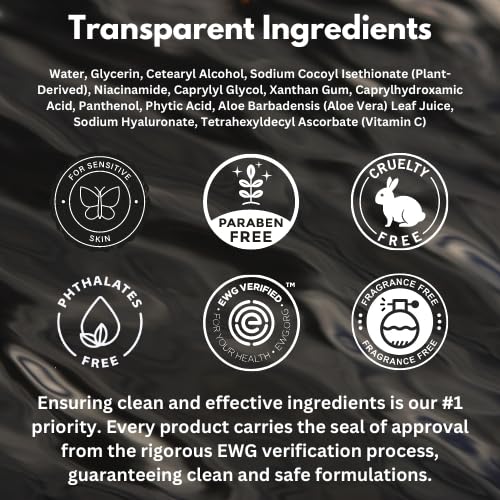 HygieneLab Face Duo – EWG Verified Face Wash (5 fl oz) &amp Moisturizer (1.7 fl oz) Removes Dirt Hydrating Set with Aloe Niacinamide Vitamin C &amp Squalane