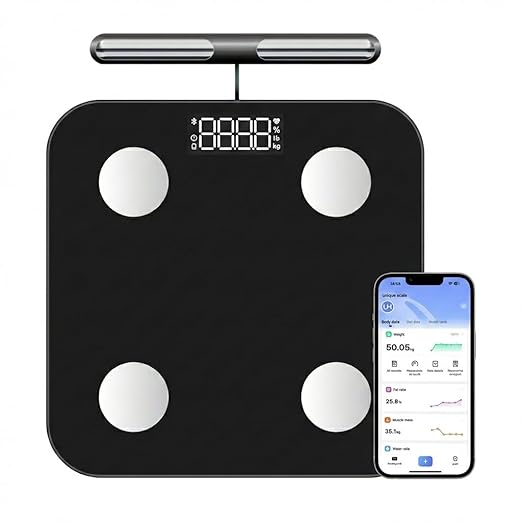 The Body Smart Scale: 8-Electrode Health Pod Scale with 40+ Measurements Including Weight Fat BMI Muscle Mass - Full Body Composition 400 lbs Limit 4xAAA Batteries Included