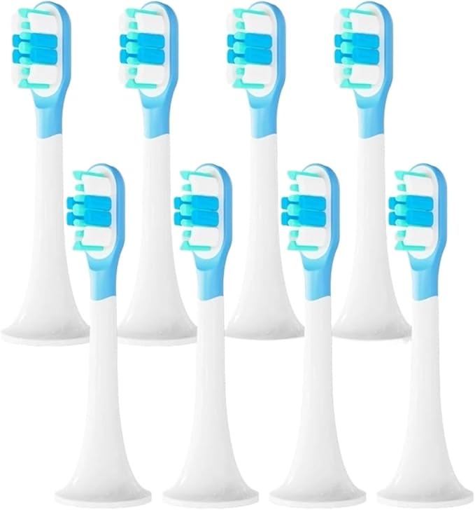 8pcs Replacement Toothbrush Heads Compatible for Xiaomi T300 T500 Sonic Electric Teeth Brush Mijia Nozzles with Dust Cover Vacuum Packaging(8 BJ Green)