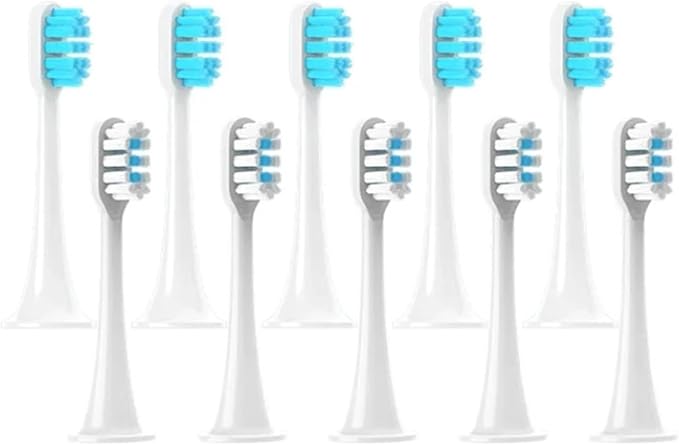 Replacement Brush HeadsCompatible for Xiaomi T300/T500/T700 Sonic Electric Toothbrush Soft Bristle Nozzles with Caps Sealed Package(5Blue 5White)