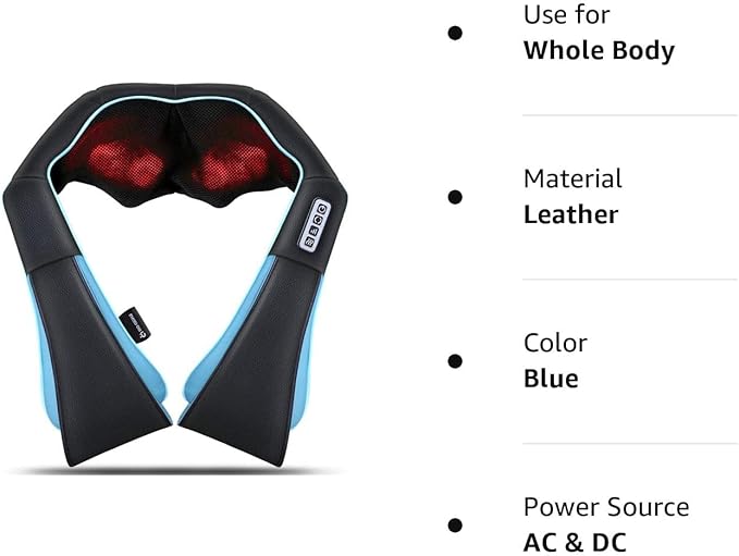 GaRcan Neck- Shiatsu Shoulder Massager - Electric Deep Kneading Massage with Heat for Muscle Relief Tired Back Neck Shoulder &amp Legs