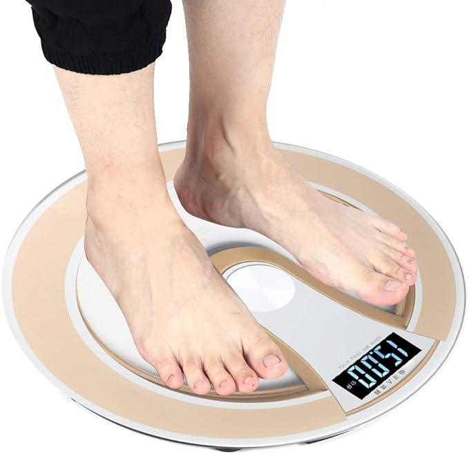 Sonew Digital Weight Scal Round Intelligent Electric Digital Weight Body LCD Display Scale High Scale(Gold)