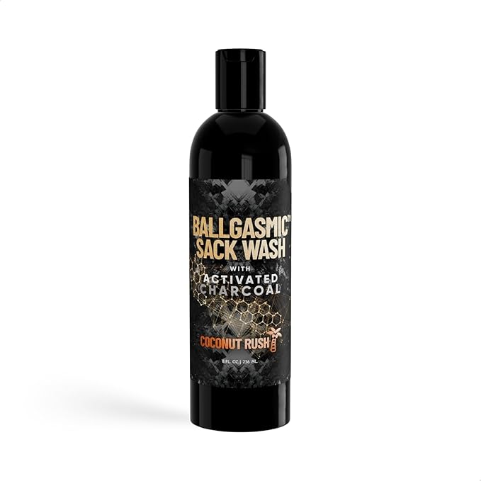 Derm Dude BallGasmic Ball Wash for Men – Coconut Rush + Strawberry | Anti-Chafing Charcoal Body Wash for Groin Care &amp Odor Defense – 2 x 8oz