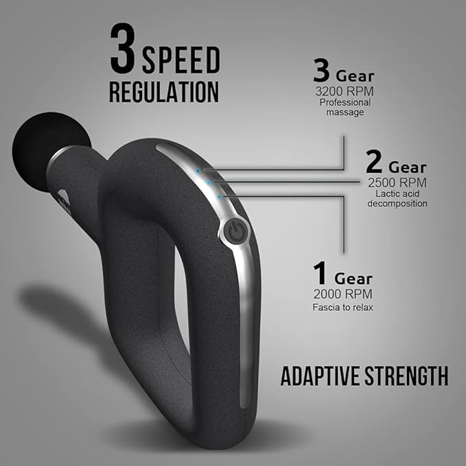 WBM Smart Massage Gun Deep Tissue Percussion Muscle Massager for Pain ReliefElectric Body Massager Sports Drill Portable Super Quiet Brushless Motor (Silver)