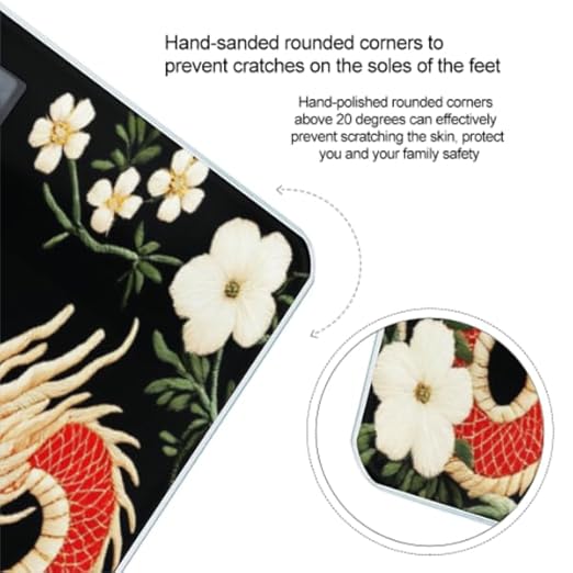 Women's Digital Bathroom Weighing Scale Automatic Switch Energy Saving Scale Smart Scale for Body Weight Compatible with Floral Chinese Japanese Dragon Flower
