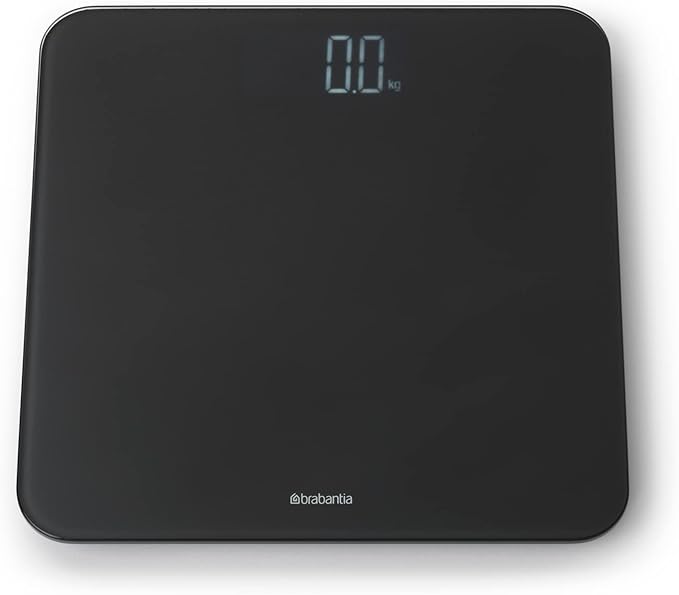 Brabantia Renew Digital Bathroom Weighing (Dark Gray) Battery-Powered Personal Body Weight Scales with Backlit LED Display