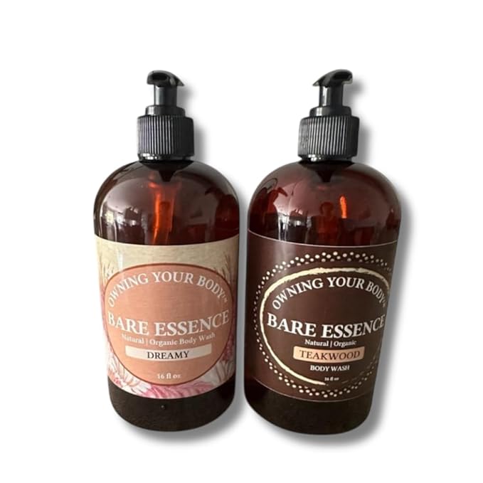 Bare Essence Natural Body Wash – Gentle Moisturizing Cleanser with Organic Ingredients – Nourishing Daily Shower Gel for Soft Healthy Skin (16 OZ Teakwood)