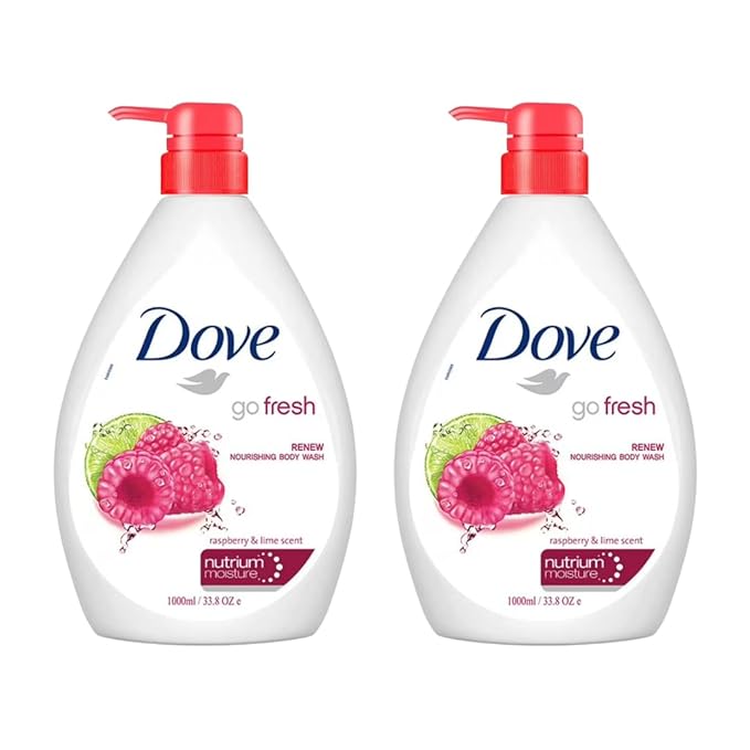 Dove Body Wash Nourishing Go Fresh Raspberry &amp Lime Scent 1000ml | Refreshing Shower Gel for Soft Smooth &amp Hydrated Skin | Fruity Scent Moisturizing Body Cleanser for Daily Skincare Routine |