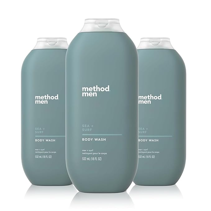 Method Men Body Wash Sea + Surf Paraben and Phthalate Free 18 FL Oz (Pack of 3)Softening