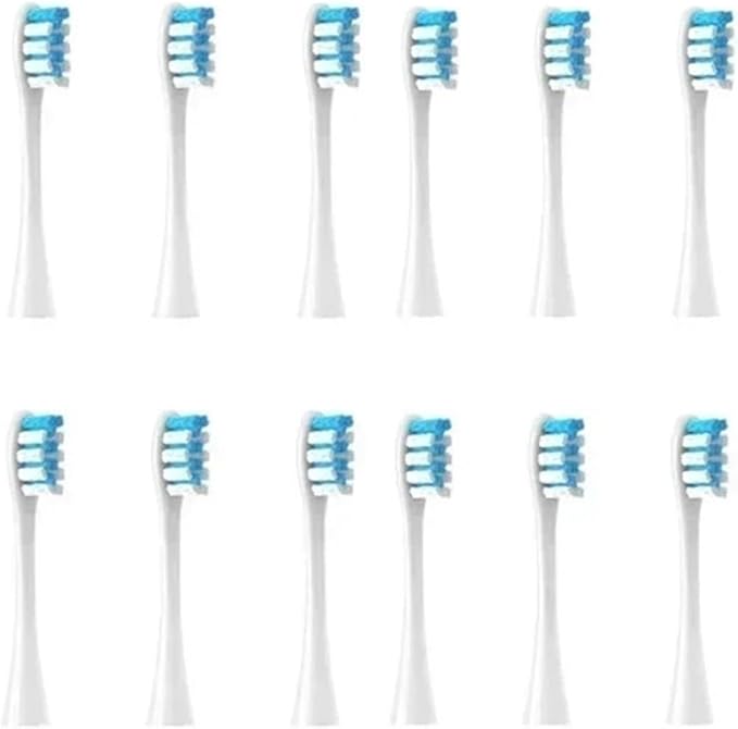 Compatible for X/X PRO/ Z1/ F1/ One/Air 2 /SE Toothbrush Replacement Brush Heads Soft Bristle Clean Nozzles(12White Blue)
