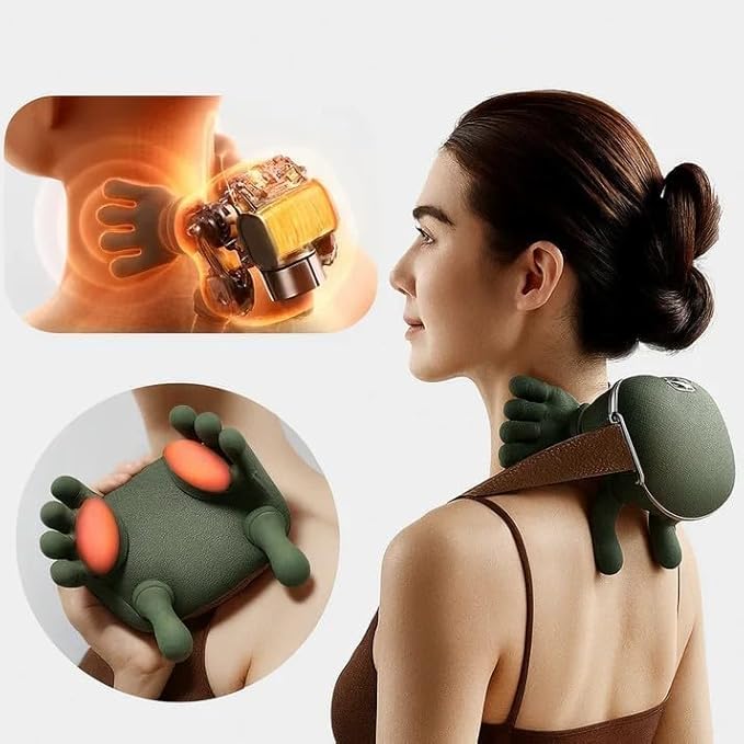 Shiatsu Neck and Back Massager with Heat 4D Deep Tissue Kneading Wireless Massager Portable Rechargeable Cervical Shoulder Pain Relief Massager for Home Office Travel (Green)